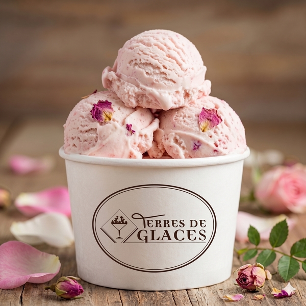 Crème glacée artisanale aux pétales de rose